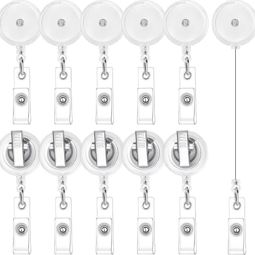 30 Pieces Retractable Badge Reels with Swivel Alligator Clip, Badge Reels Holder